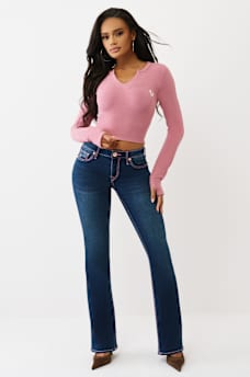 BECCA MID RISE BIG T BOOTCUT JEAN, image 3