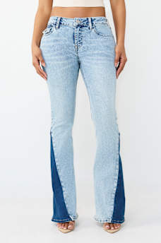  JOEY MID RISE TWO-TONE FLAP FLARE JEAN, image 3