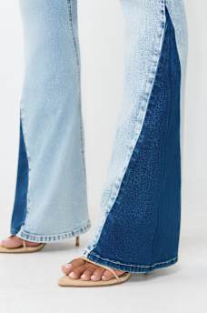  JOEY MID RISE TWO-TONE FLAP FLARE JEAN, image 5