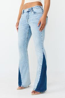  JOEY MID RISE TWO-TONE FLAP FLARE JEAN, image 1