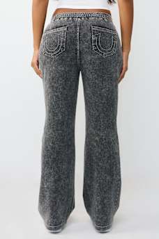 HORSESHOE WING FAUX DENIM SWEATPANT, image 5