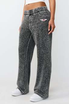 HORSESHOE WING FAUX DENIM SWEATPANT, image 1
