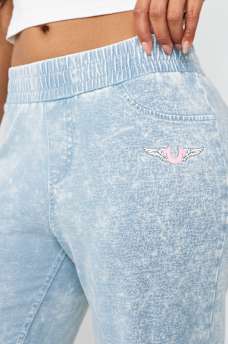 HORSESHOE WING FAUX DENIM SWEATPANT, image 3