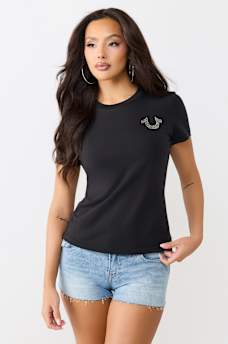 DISTRESSED HORSESHOE CREWNECK TEE