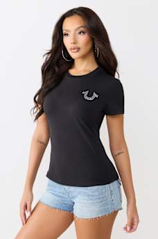 DISTRESSED HORSESHOE CREWNECK TEE