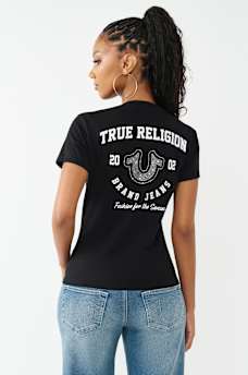 CRYSTAL HORSESHOE V-NECK TEE, image 5