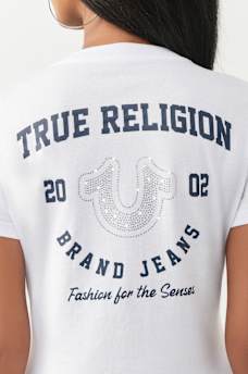 CRYSTAL HORSESHOE V-NECK TEE, image 1