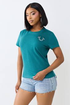 IRIDESCENT LOGO CREWNECK TEE