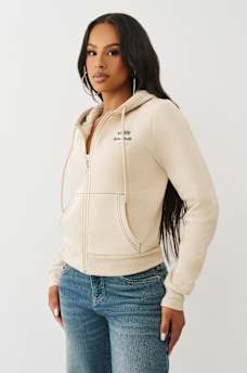 SUDADERA CON CAPUCHA, CIERRE Y COSTURAS EN CONTRASTE, image 4