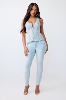 DENIM BUSTIER TOP, image 2