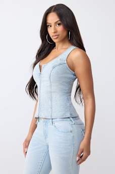 DENIM BUSTIER TOP, image 3