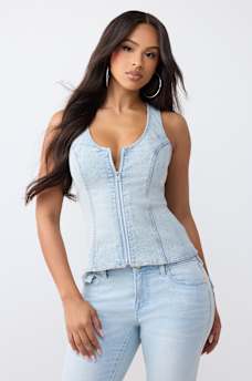 DENIM BUSTIER TOP, image 1
