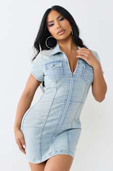 ZIP-FRONT MINI DRESS