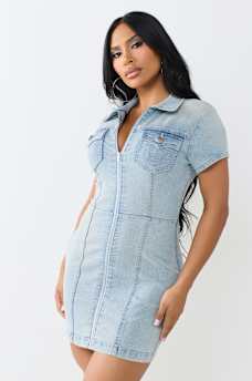 ZIP-FRONT MINI DRESS