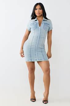 ZIP-FRONT MINI DRESS