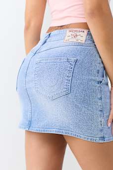 DENIM PATCH POCKET MINI SKIRT