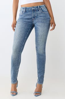 JENNIE MID RISE CRYSTAL CURVY SKINNY JEAN
