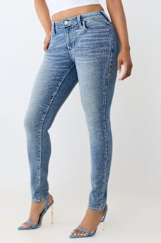 JENNIE MID RISE CRYSTAL CURVY SKINNY JEAN