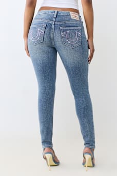JENNIE MID RISE CRYSTAL CURVY SKINNY JEAN