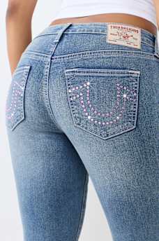 JENNIE MID RISE CRYSTAL CURVY SKINNY JEAN