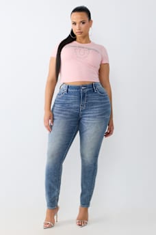 PLUS JENNIE MID RISE CRYSTAL CURVY SKINNY JEAN 