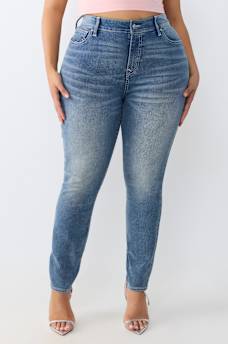 PLUS JENNIE MID RISE CRYSTAL CURVY SKINNY JEAN 