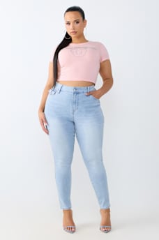 PLUS JENNIE MID RISE FLAP CURVY SKINNY JEAN