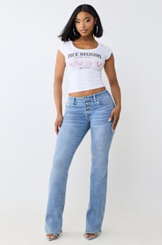BECCA MID RISE BUTTON-FRONT BOOTCUT JEAN