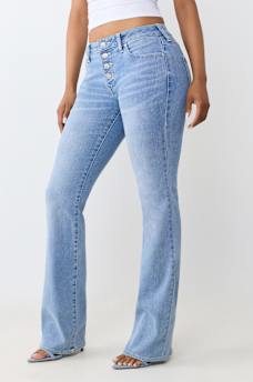BECCA MID RISE BUTTON-FRONT BOOTCUT JEAN