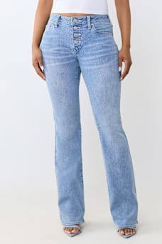BECCA MID RISE BUTTON-FRONT BOOTCUT JEAN