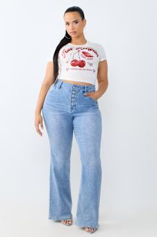 PLUS BECCA MID RISE BUTTON-FRONT BOOTCUT JEAN