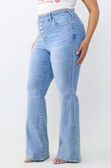 PLUS BECCA MID RISE BUTTON-FRONT BOOTCUT JEAN