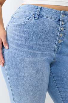 PLUS BECCA MID RISE BUTTON-FRONT BOOTCUT JEAN