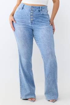 PLUS BECCA MID RISE BUTTON-FRONT BOOTCUT JEAN