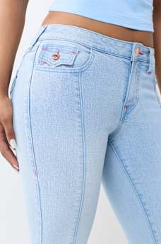 BECCA MID RISE SEAMED FLAP BOOTCUT JEAN