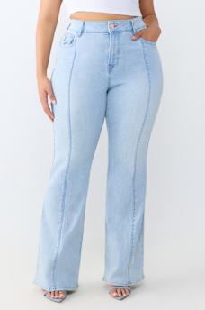 PLUS BECCA MID RISE SEAMED FLAP BOOTCUT JEAN