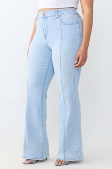 PLUS BECCA MID RISE SEAMED FLAP BOOTCUT JEAN