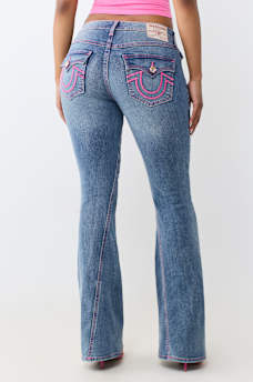 JOEY MID RISE HORSESHOE LADDER STITCH FLAP FLARE JEAN