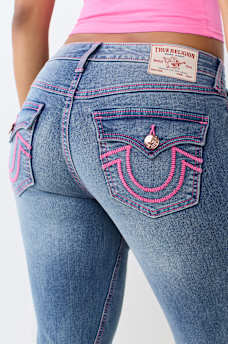 JOEY MID RISE HORSESHOE LADDER STITCH FLAP FLARE JEAN