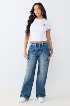 DENIM CARGO STRAIGHT JEAN