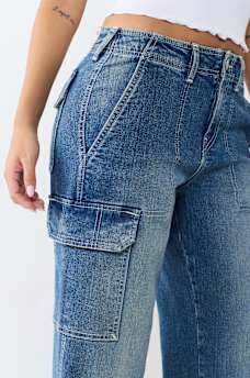 DENIM CARGO STRAIGHT JEAN