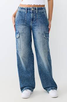 DENIM CARGO STRAIGHT JEAN