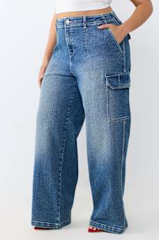 PLUS DENIM CARGO STRAIGHT JEAN