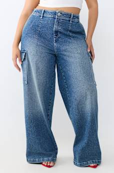 PLUS DENIM CARGO STRAIGHT JEAN