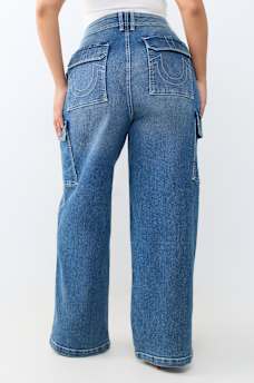 PLUS DENIM CARGO STRAIGHT JEAN
