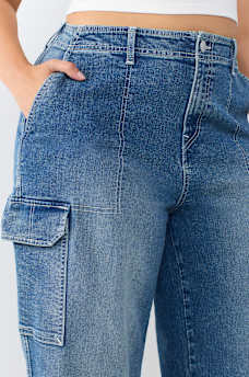 PLUS DENIM CARGO STRAIGHT JEAN