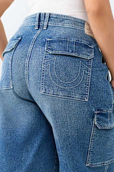 PLUS DENIM CARGO STRAIGHT JEAN