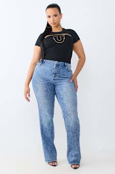 PLUS BILLIE MID RISE FLAP STRAIGHT JEAN