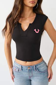 CAMISETA DE MANGA DE CASQUILLO CON CUELLO EN V, image 5