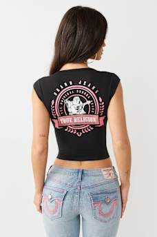 CAMISETA DE MANGA DE CASQUILLO CON CUELLO EN V, image 6